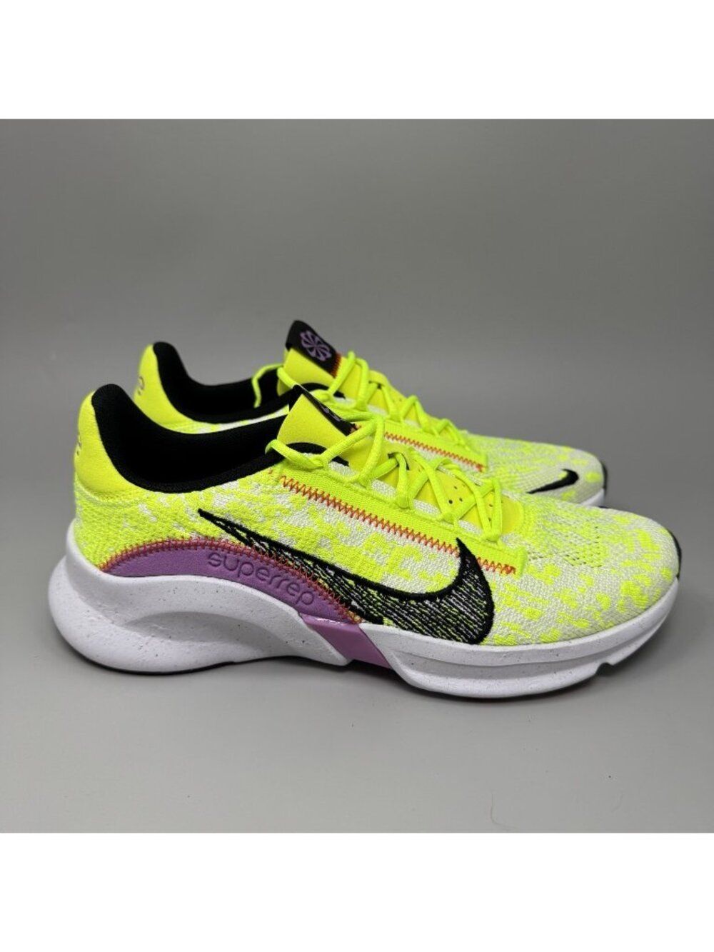 Nike SuperRep Go 3 Flyknit Next Nature Women's 8.5 Workout Shoes Volt/Fuchsia